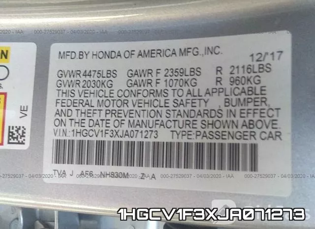 1HGCV1F3XJA071273 фото 10