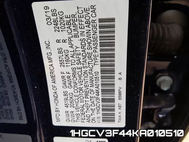 1HGCV3F44KA010510 фото 2