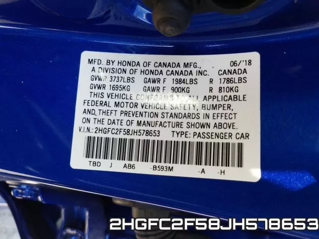 2HGFC2F58JH578653 фото 2