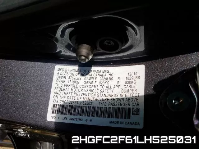 2HGFC2F61LH525031 фото 2