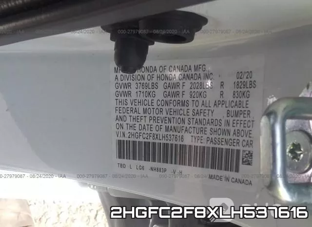 2HGFC2F8XLH537616 фото 10
