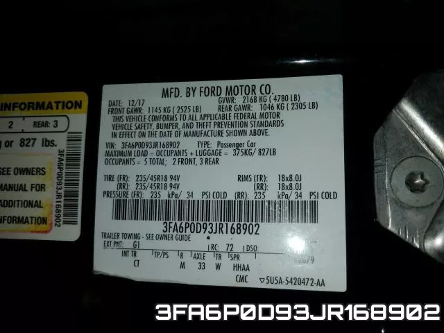 3FA6P0D93JR168902 фото 2