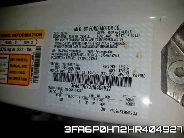 3FA6P0H72HR404927 фото 2