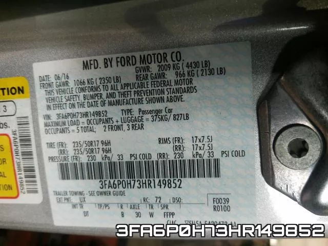 3FA6P0H73HR149852 фото 2