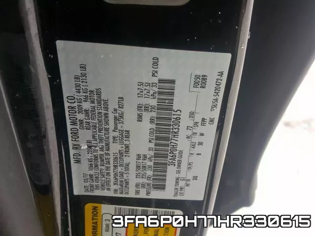 3FA6P0H77HR330615 фото 2