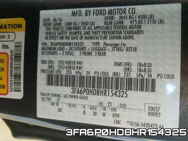 3FA6P0HD8HR154325 фото 2