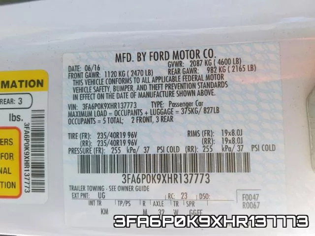 3FA6P0K9XHR137773 фото 2