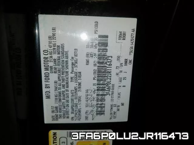 3FA6P0LU2JR116473 фото 2
