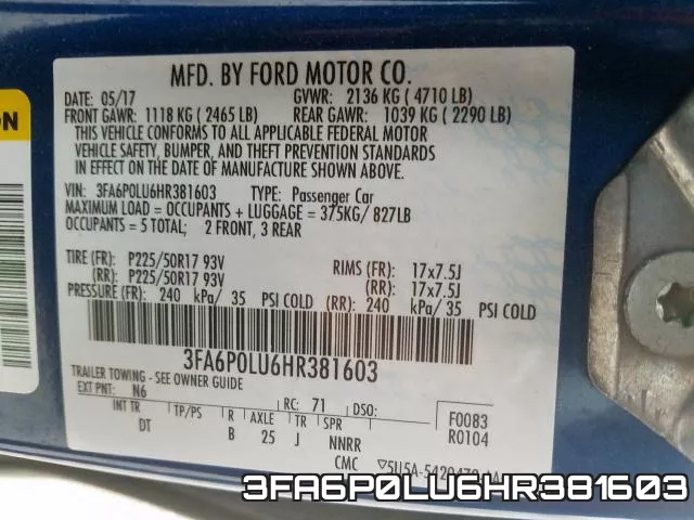 3FA6P0LU6HR381603 фото 2