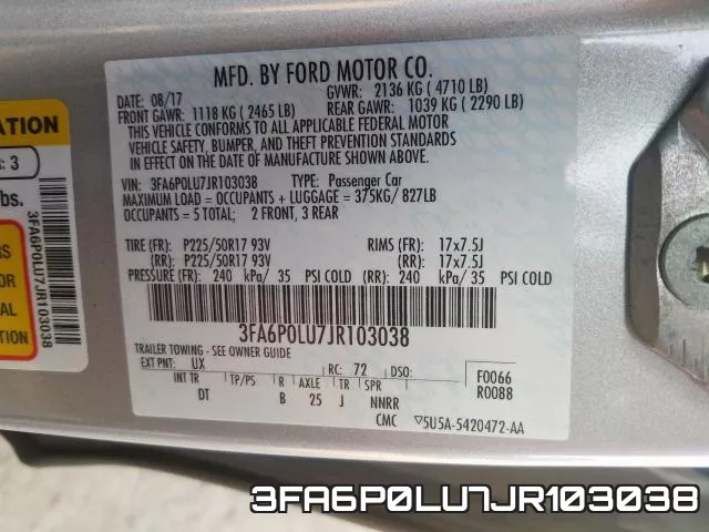 3FA6P0LU7JR103038 фото 2