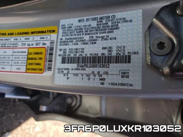 3FA6P0LUXKR103052 фото 2
