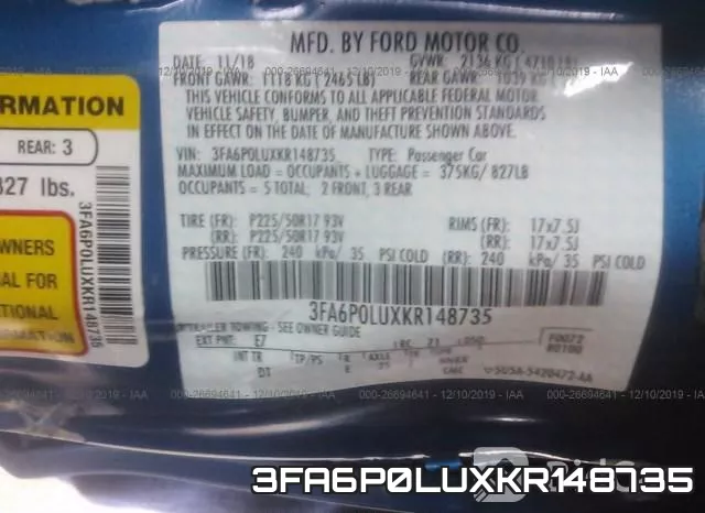 3FA6P0LUXKR148735 фото 10