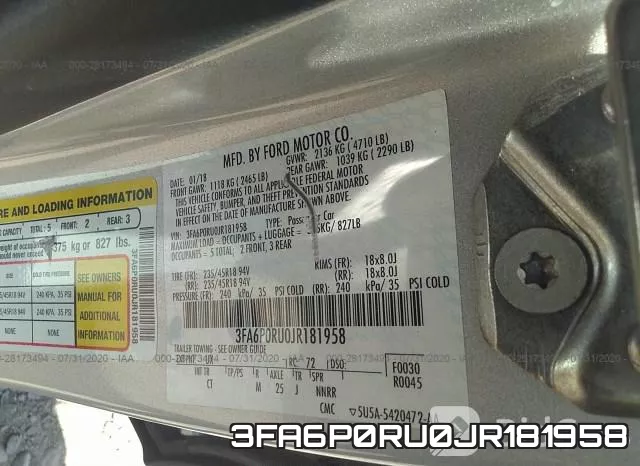 3FA6P0RU0JR181958 фото 9