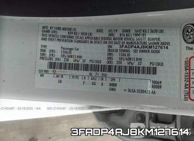 3FADP4AJ8KM127614 фото 10