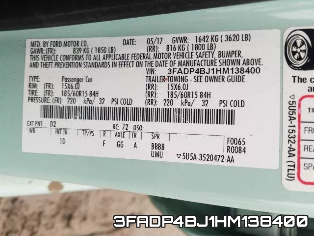 3FADP4BJ1HM138400 фото 2