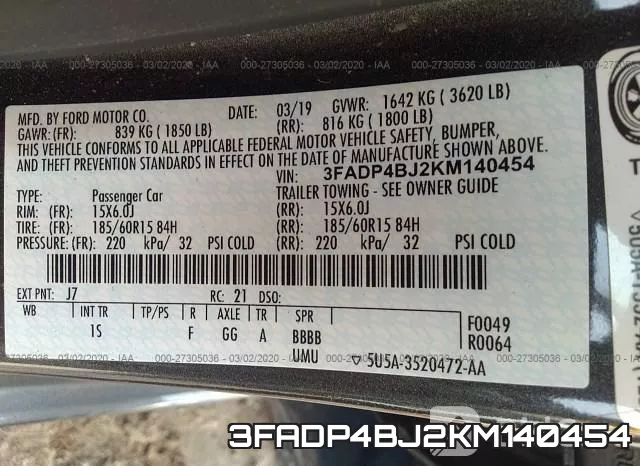3FADP4BJ2KM140454 фото 10