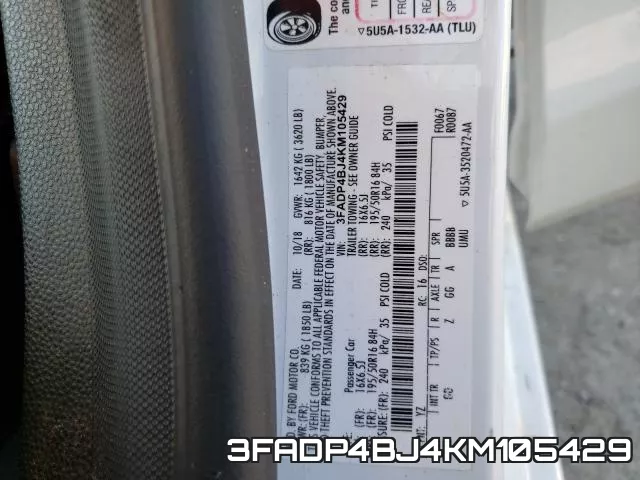 3FADP4BJ4KM105429 фото 2