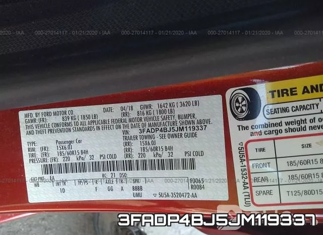 3FADP4BJ5JM119337 фото 10