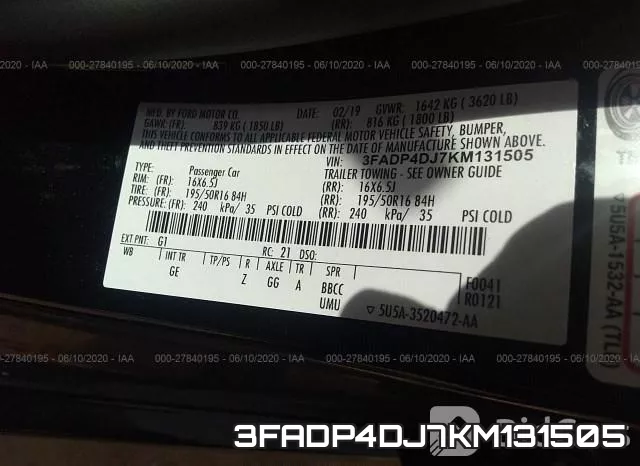 3FADP4DJ7KM131505 фото 9