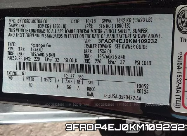 3FADP4EJ0KM109232 фото 10
