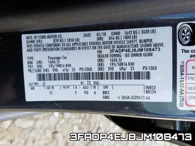 3FADP4EJ8JM108473 фото 2