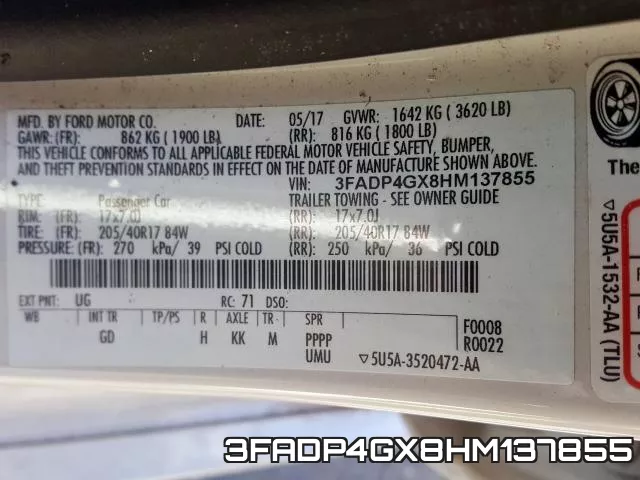 3FADP4GX8HM137855 фото 2