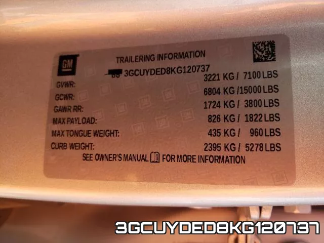 3GCUYDED8KG120737 фото 2