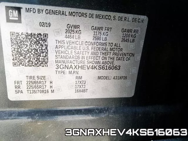 3GNAXHEV4KS616063 фото 2