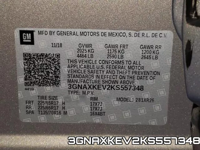 3GNAXKEV2KS557348 фото 2