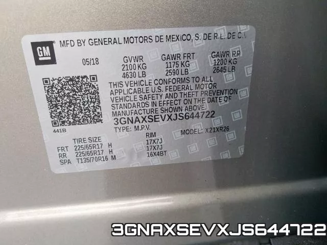3GNAXSEVXJS644722 фото 2