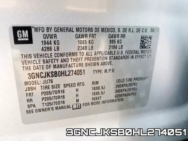 3GNCJKSB0HL274051 фото 2