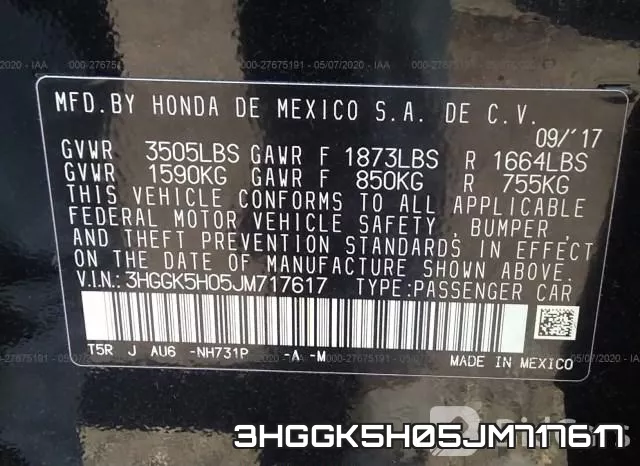 3HGGK5H05JM717617 фото 10