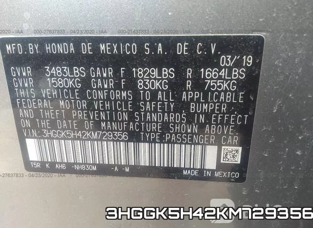 3HGGK5H42KM729356 фото 10