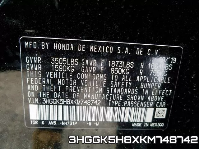 3HGGK5H8XKM748742 фото 2