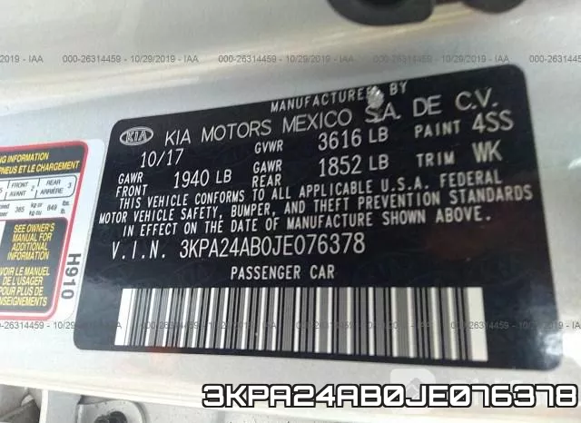 3KPA24AB0JE076378 фото 10