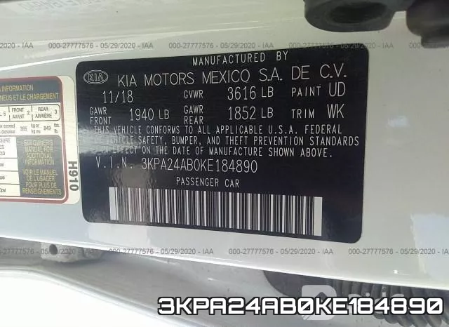 3KPA24AB0KE184890 фото 9