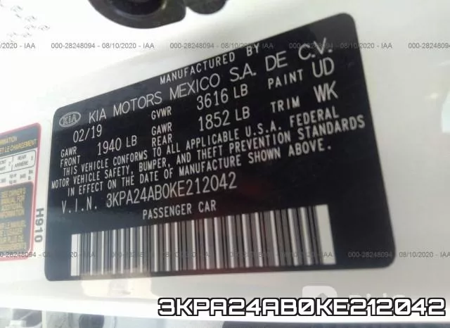3KPA24AB0KE212042 фото 10