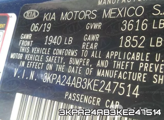 3KPA24AB3KE247514 фото 10