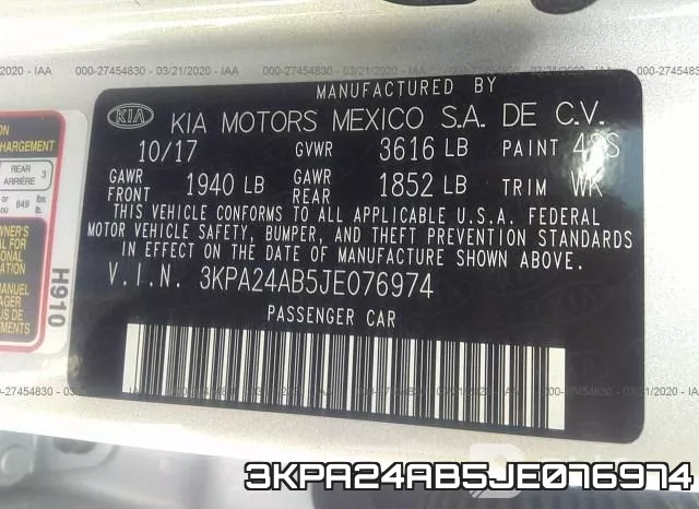 3KPA24AB5JE076974 фото 10