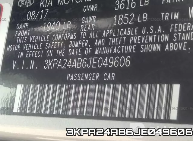 3KPA24AB6JE049606 фото 10