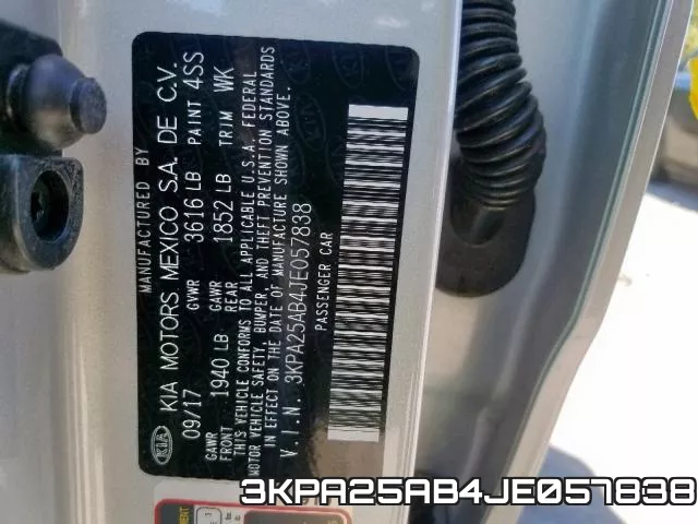 3KPA25AB4JE057838 фото 2