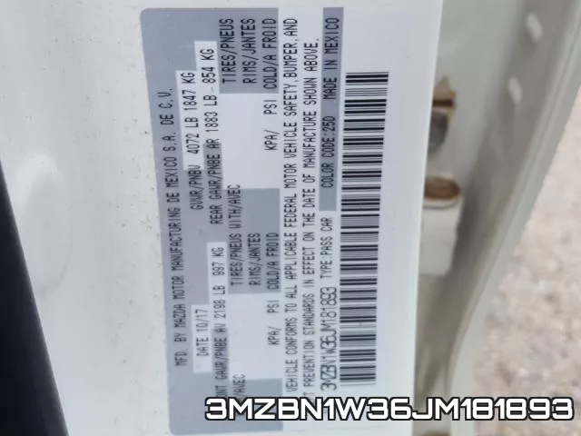 3MZBN1W36JM181893 фото 2