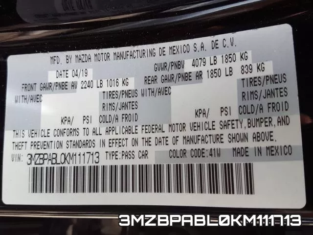 3MZBPABL0KM111713 фото 2
