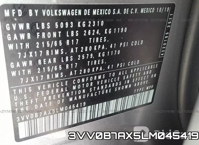 3VV0B7AX5LM045419 фото 10