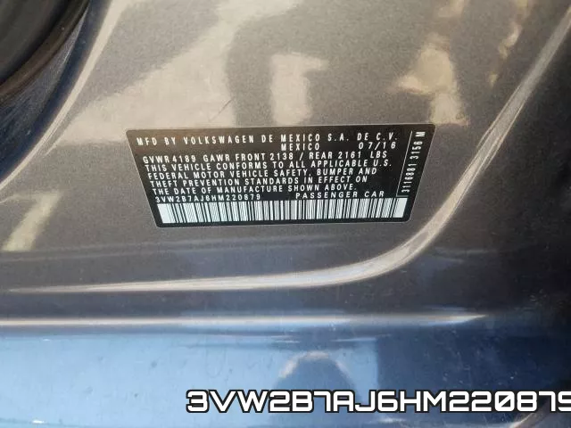 3VW2B7AJ6HM220879 фото 2