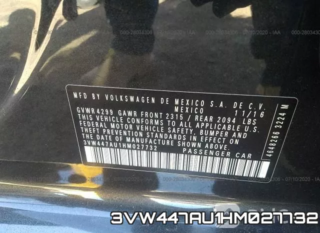 3VW447AU1HM027732 фото 10