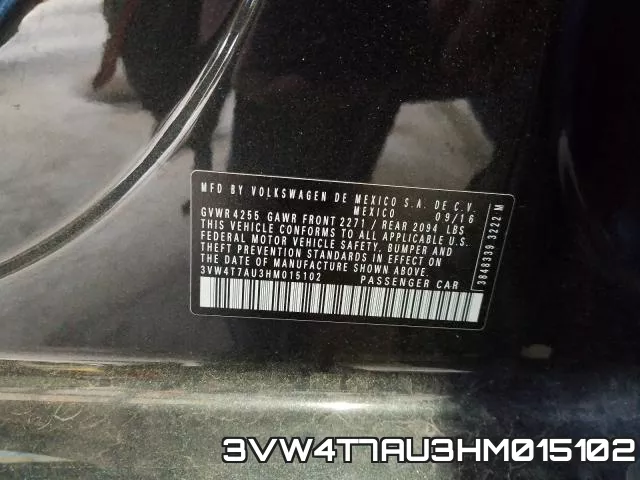 3VW4T7AU3HM015102 фото 2
