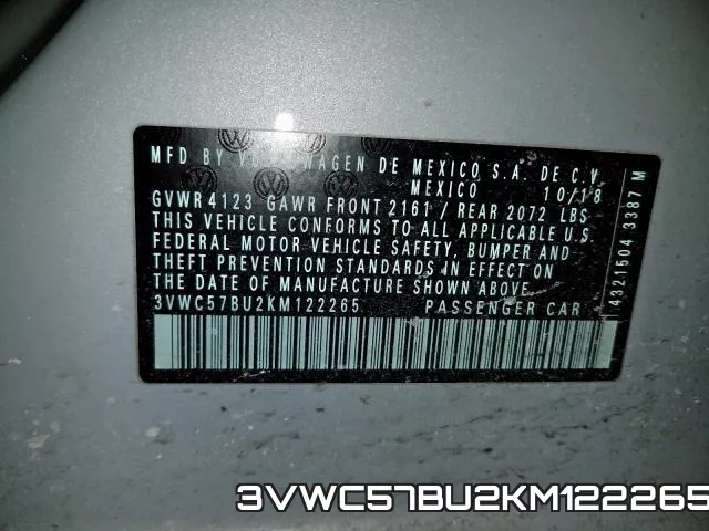 3VWC57BU2KM122265 фото 2