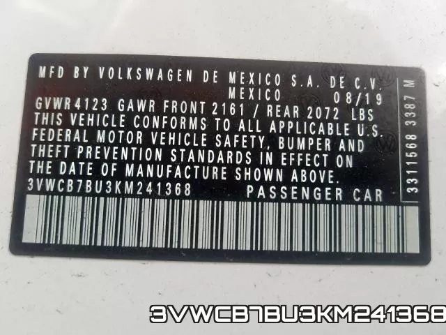 3VWCB7BU3KM241368 фото 2