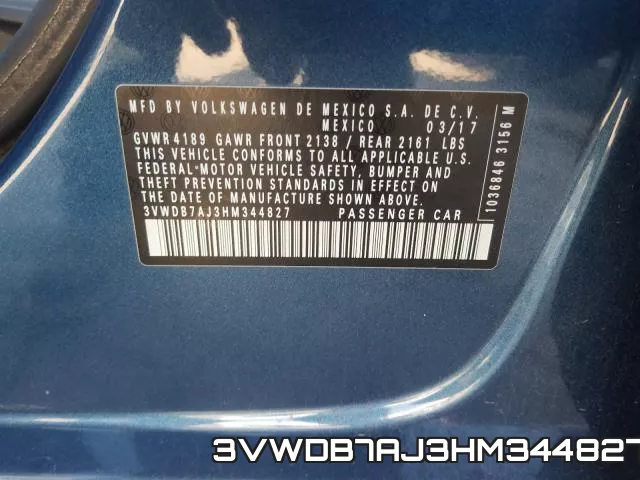 3VWDB7AJ3HM344827 фото 2